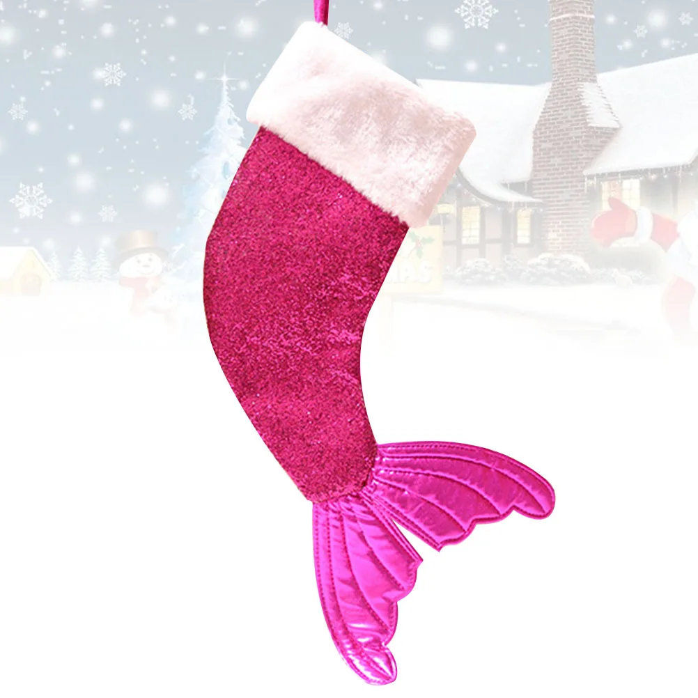 

Christmas Stockings Rosy Mermaid Tail Cloth Gift Bag Soft Comfortable Christmas Gift Socks for Kids Party Decoration Candy