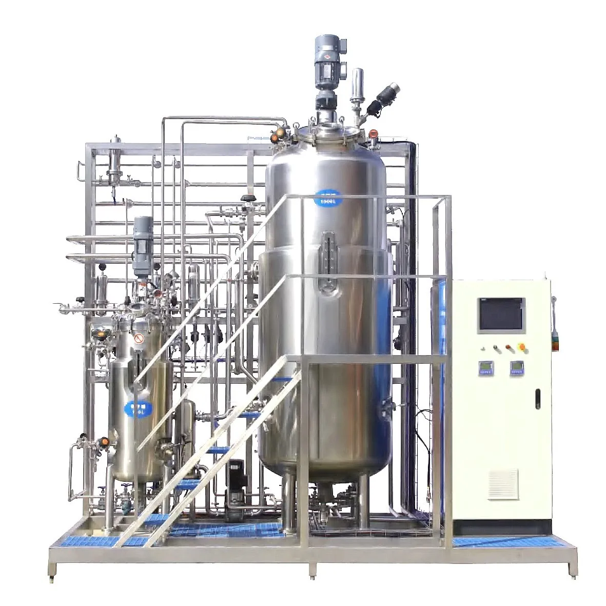Nuovo 1000L-2000L Bioreattore Giacca Completa Dimple Jacket Automatico Lab Bioreattore Con Vessel di Pressione di Vapore Pompa Motore PLC