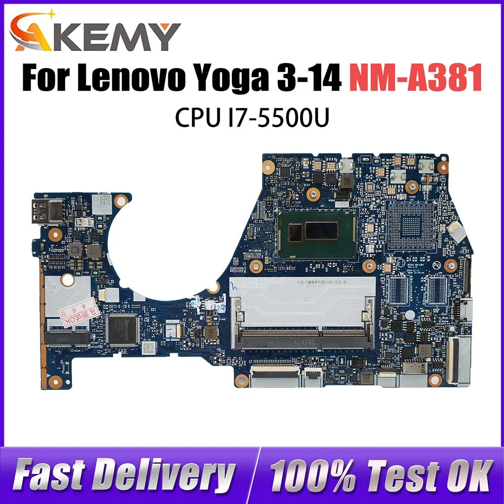 NM-A381 Notebook Mainboard For Lenovo YOGA3 14 YOGA 3-14 Laptop Motherboard With I7-5500U CPU FRU 5B20H35602 5B20H35614