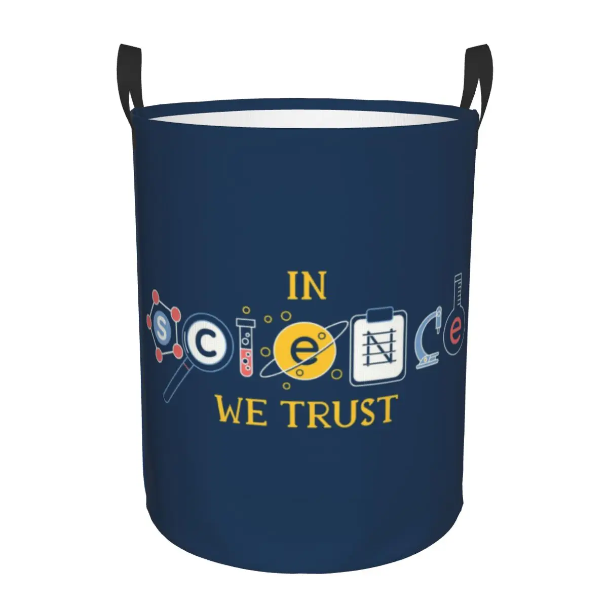 In Science We Trust Laundry Hamper Large Storage Basket Geek Scientist Lab Girls Boys Toy Organizer