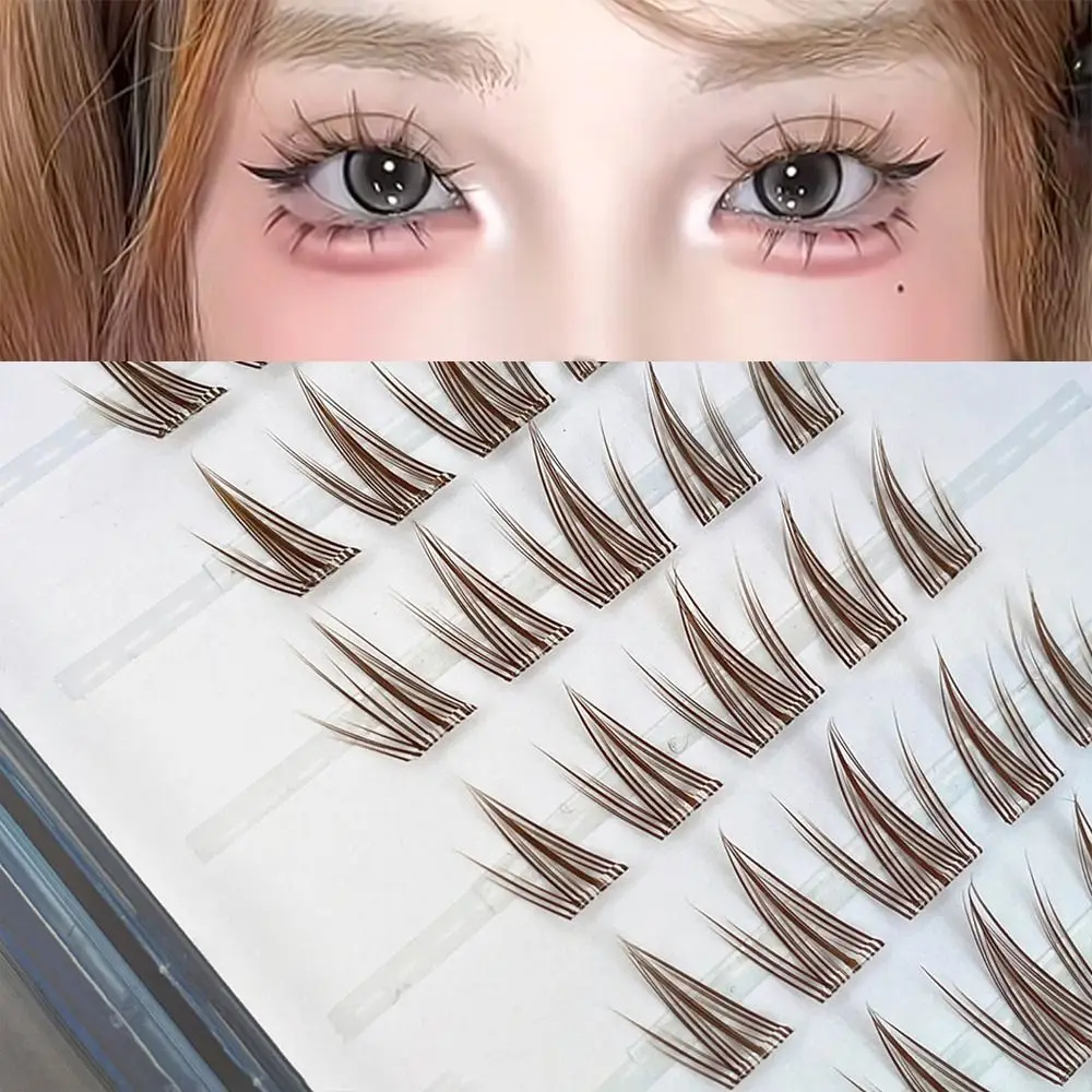 40 Uds. Pestañas individuales marrón caramelo, banda transparente realista Natural, pestañas postizas DIY para mujeres