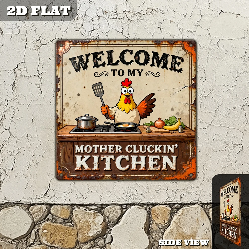2D Flat, 1pc, Vintage Metal Aluminum Decorative Sign, Kitchen Humor Slogan, Vintage Wall Decor, Home Decor. Suitable for Kitchen