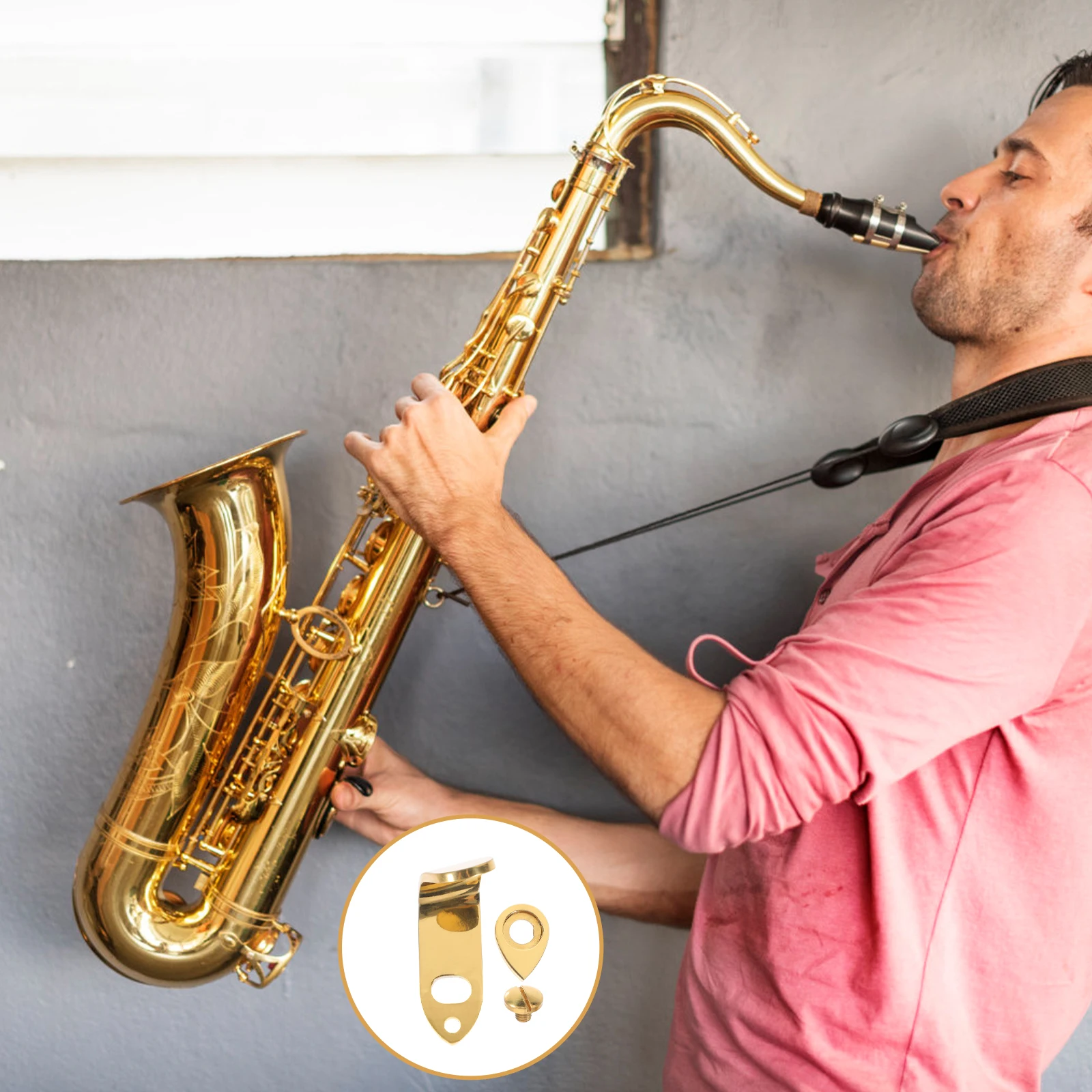 

1 set Metal Saxophone Thumb Rest for Woodwind Instruments Golden Tenor Durable Compact Easy Install Hook Design Replacement