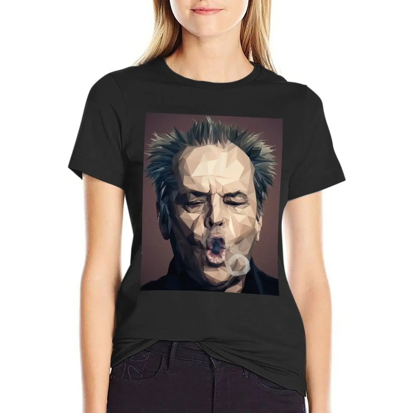 Jack Nicholson - Low poly T-Shirt funny Short sleeve tee summer top white t shirts for Women