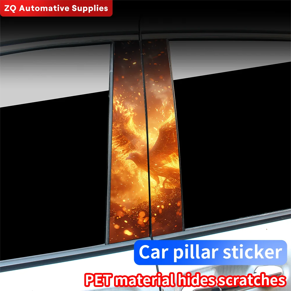 Beauty Phoenix Car Stickers Auto B-pillar Waterproof Sunscreen Vinyl Decals Auto Center Column Cover Scratches Decor Accessories