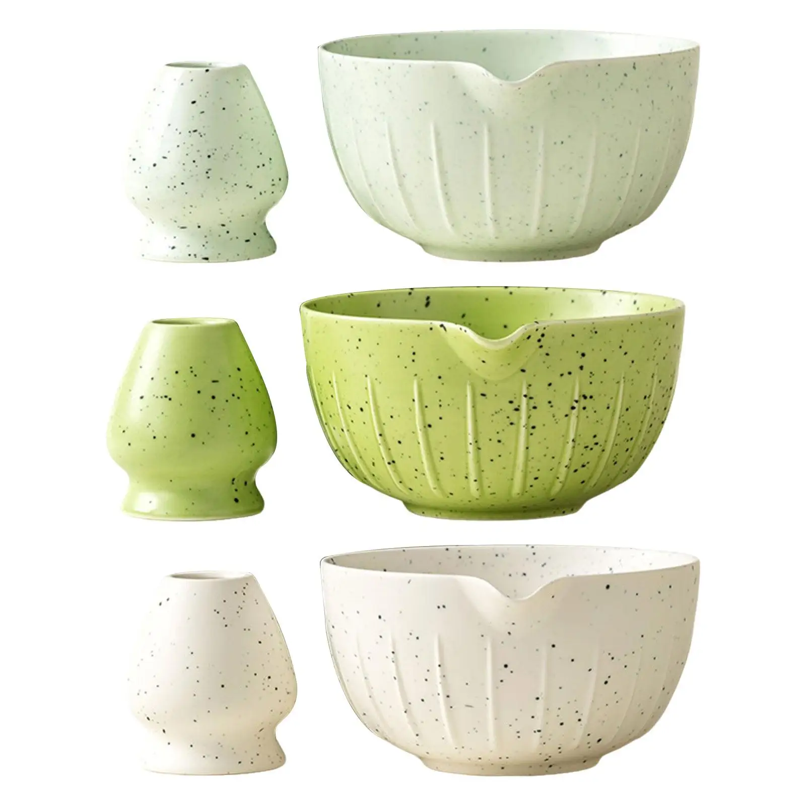 2Pcs Matcha Tea Bowl with Whisk Holder Easy to Clean Handmade Matcha Ceremony for Living Room Desktop Decoration Kitchen Home