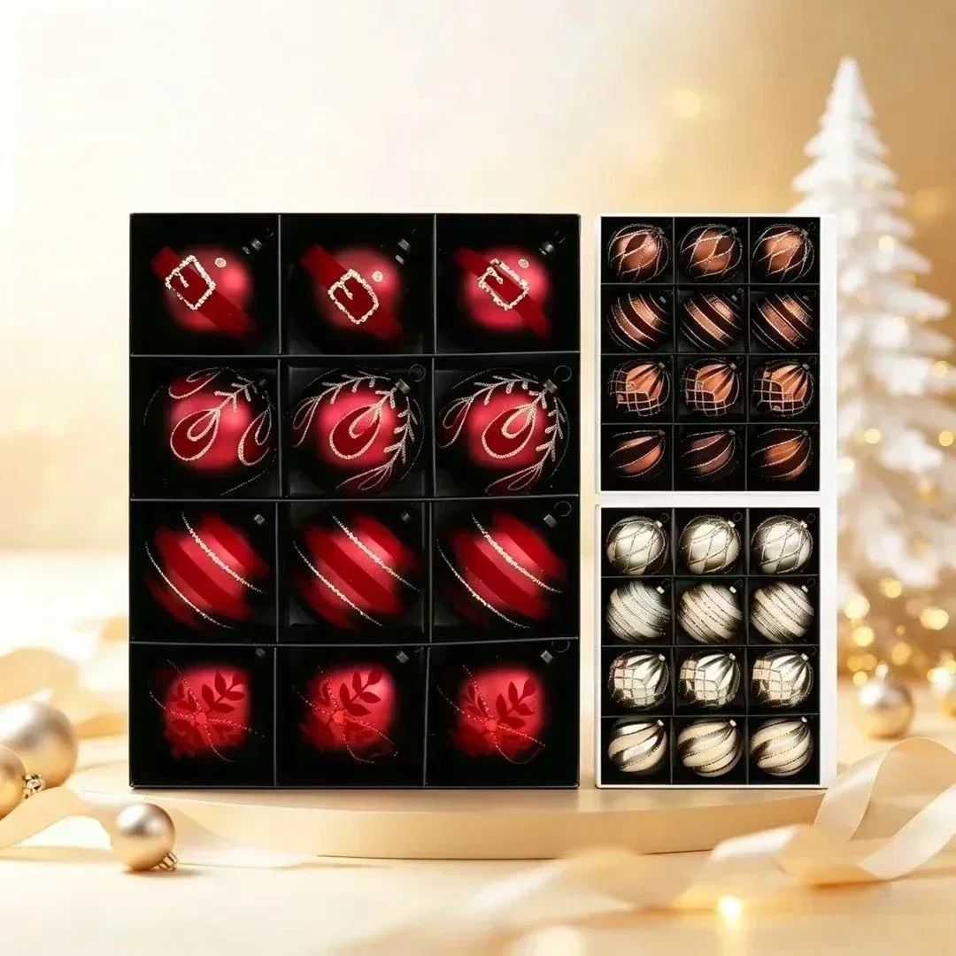 Fashion Christmas DIY Creative 12-piece Set 8cm Christmas Tree Decoration Premium Matte Ball Party Red Silver Gold Gift Set Ball