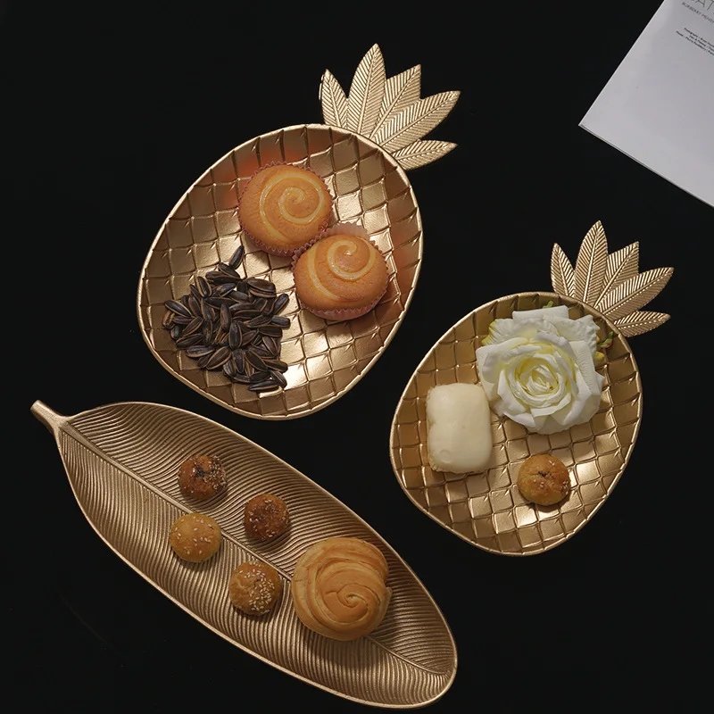 Decoraciones altas para fiestas, platos y platos de dulces, bandeja para aperitivos con forma de gran amor/hoja/piña, decoración del hogar y vajilla de fiesta