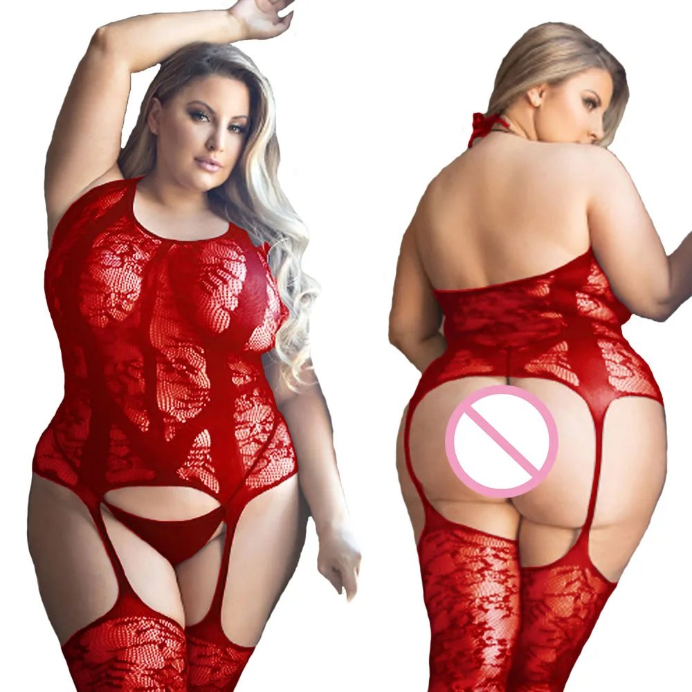 pornographic Plus Size Sexy Lingerie One-Piece Bodysuit Women  Set Sheer Rhinestone Underwear Transparent Open Strapless Erotic