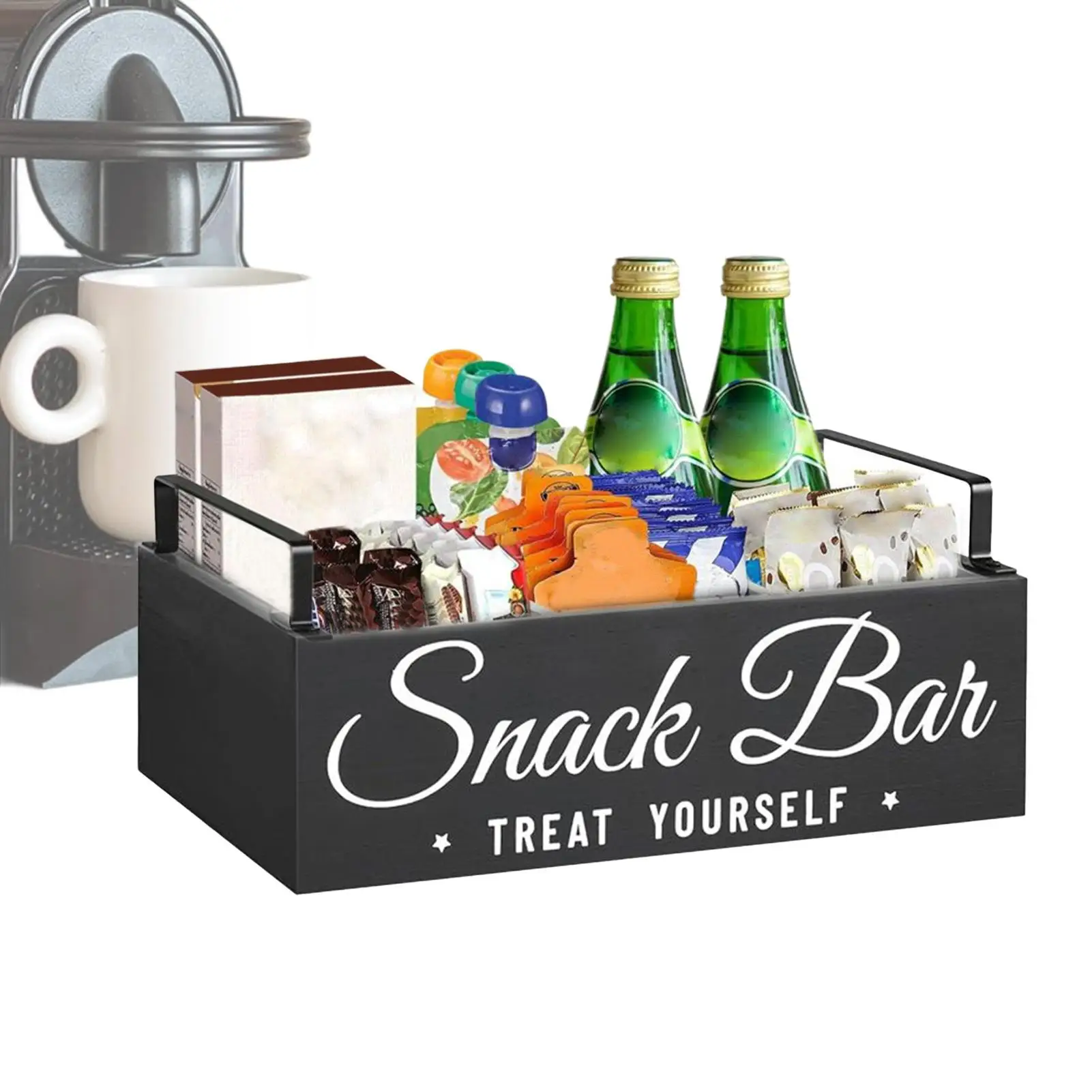 

Coffee Organizer Station Sugar Holder Basket Desk Coffee Counter Organizer with Handle for Dorm Studio Breakroom Living Room