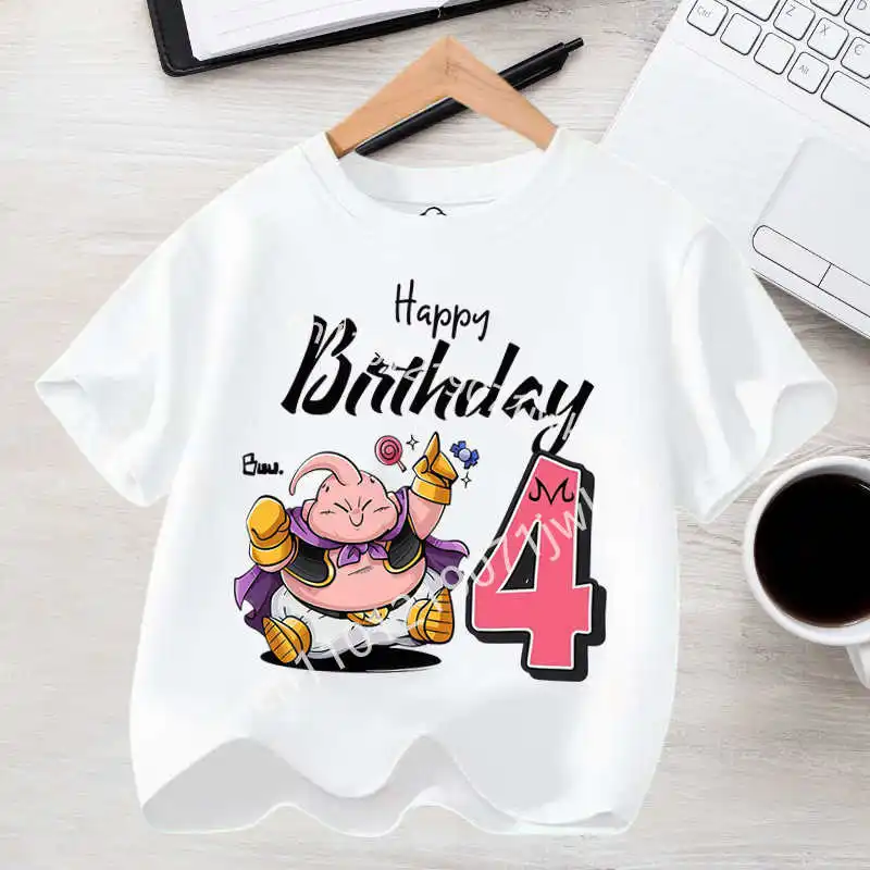 

Модная повседневная одежда Y2K Majin Buu с короткими рукавами, модная одежда, летняя детская рубашка Dragon Ball BIRTHDAY, футболка для мальчиков и девочек, от 1 до 9 лет