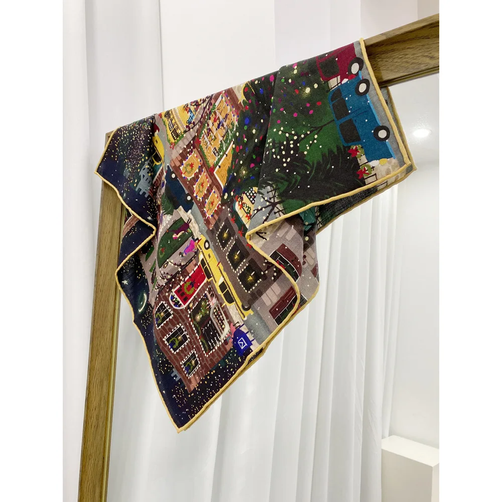 

2026 Ethnic 70% Wool 30% Silk Neck Scarves for Women Autumn Winter Christmas scarf women accessories man neck warmer