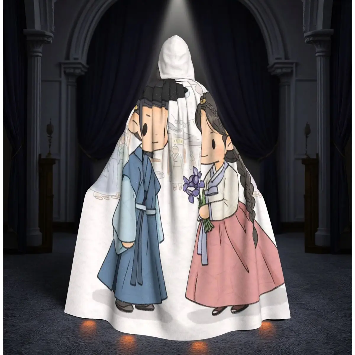 Série télévisée populaire Love Couple Bon Appétit Votre Majesté Longue cape à capuche Sorcière Costume médiéval Cosplay Cape Halloween Vampire