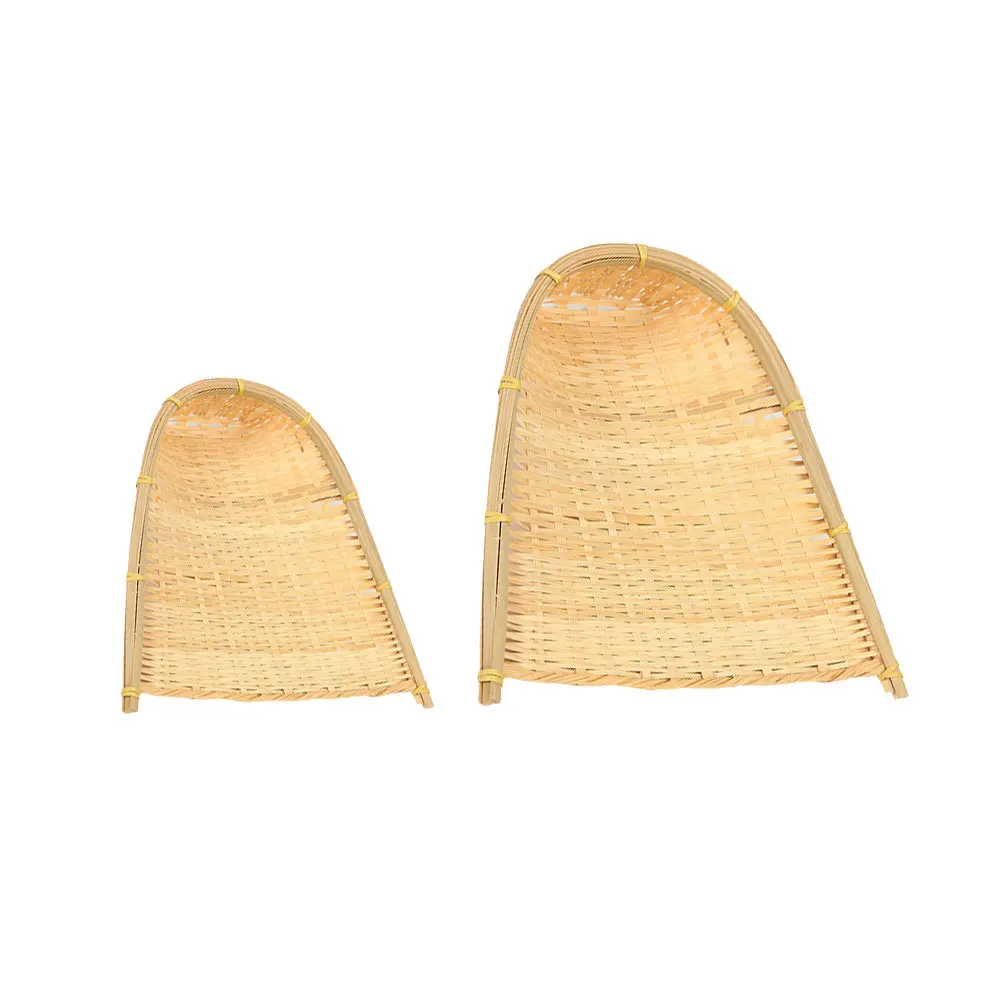 

2 pcs Bamboo Weaving Dustpan Hanging Decor Diy Art Craft For Handicraft Home Wall Art Decorations