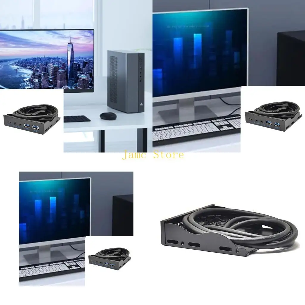 

LX0B USB HUB 2 порта USB TYPE C Передняя панель 3,5 мм Наушники Расширение микрофона