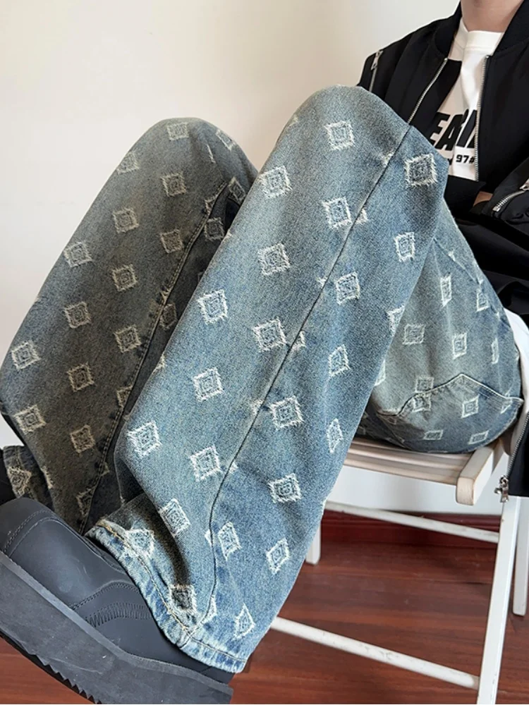 

Cleanfit Men's Denim Jeans High Street Vibe Floral Print Slimming Micro Flared Pants Autumn Winter Cotton Polyester Blend