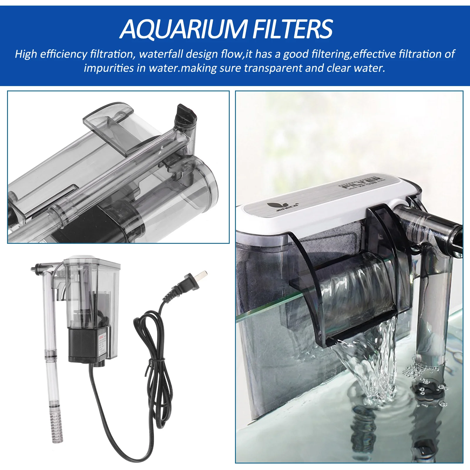 

Hanging Aquarium Waterfall Filter Submersible Biochemical Fish Tank Filtration System Adjustable Flow Oxygen Cylinder Wall Mount