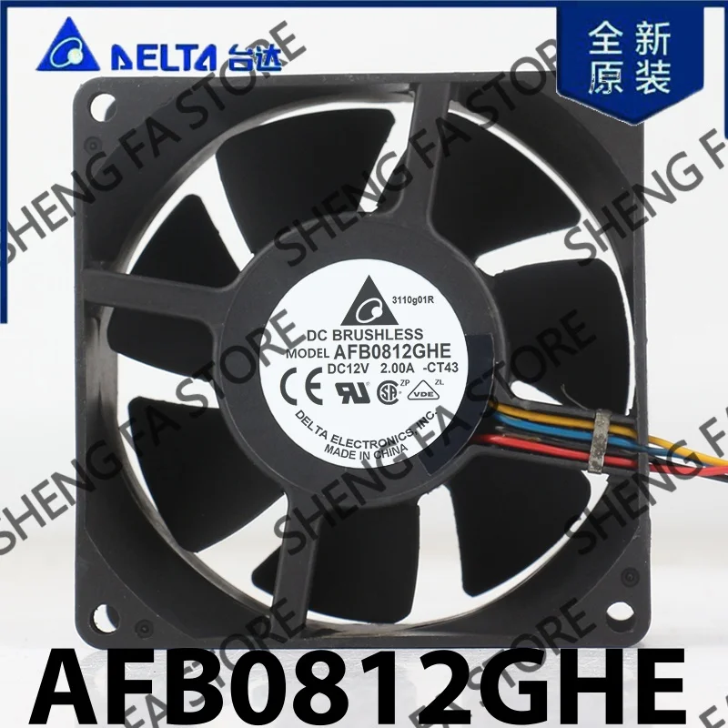 AC EC 8038 80X80X38MM 8CM Delta 5V 24V 48V DC 12V 2.00A Industrial power supply Large air volume violence AFB0812GHE cooling fan