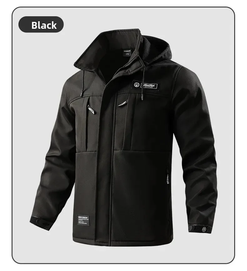 Wasserdichtes Herren-Arbeitskleidungsset mit warmem Faltenfutter für Herbst- und Winter-Outdoor-Radfahren, langlebiges Set für Herren-Winterset – Detail 23