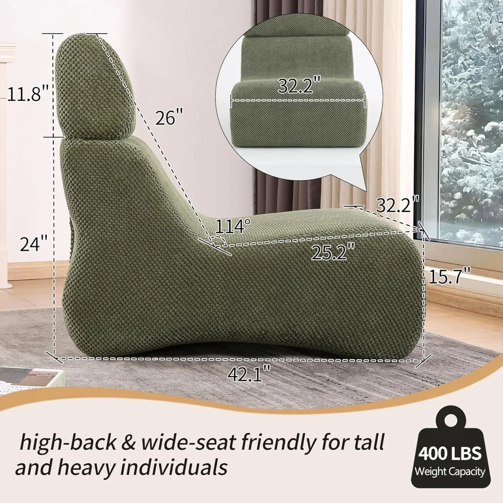 Compact Chaise Lounge Sofa for Small Spaces, Adult Lazy Floor Sofa Chair, Cloud Comfort for Living and Bedroom Use