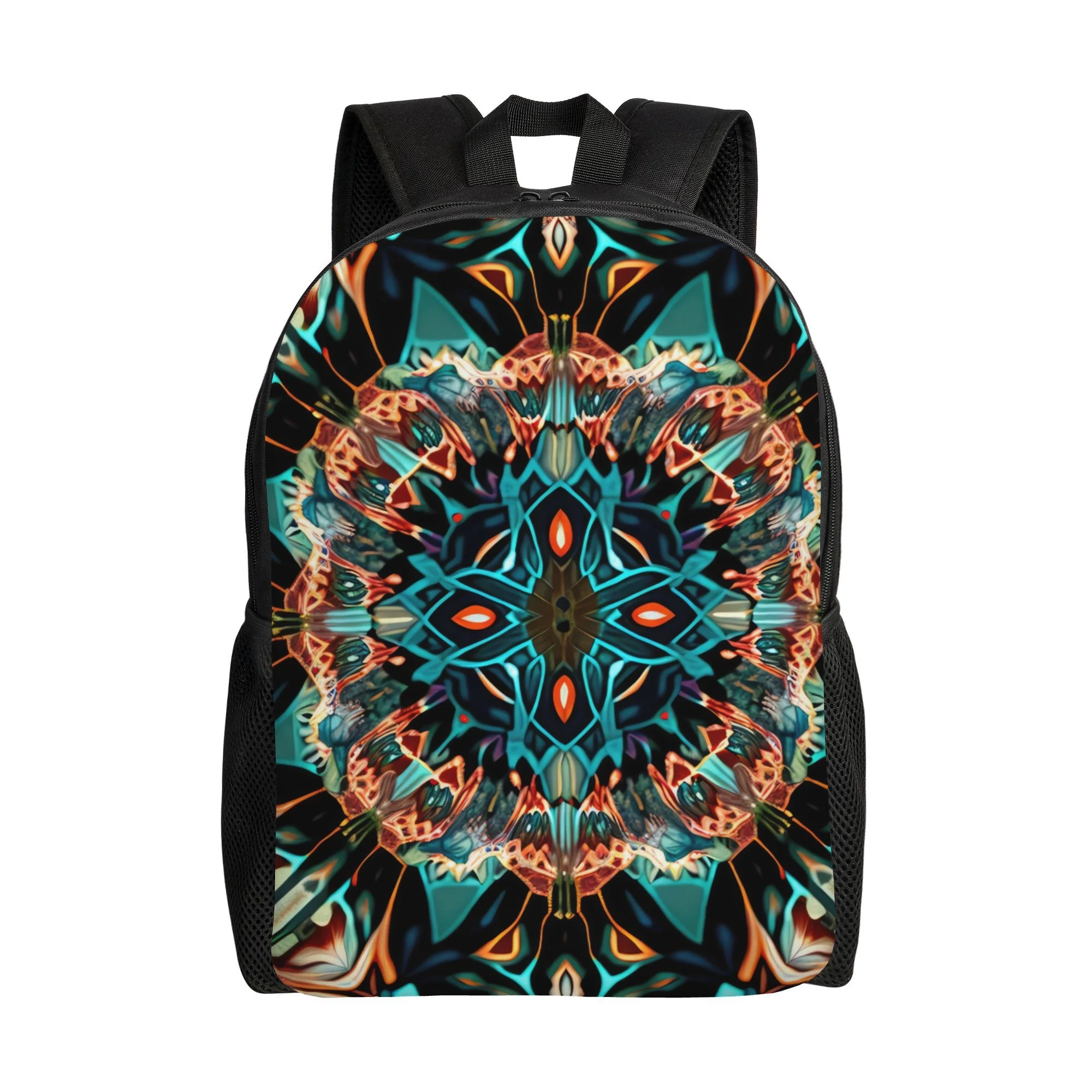 

Turquoise Blue, Turquoise Green, Turquoise Black, Turquoise Gold, Kaleidoscope Mandala Backpack - Turquoise Colorful