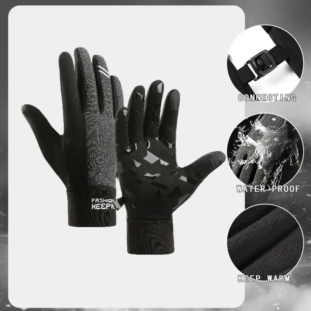 Super Soft 1 Pair Popular Touch Screen Ski Motorcycle Gloves Autumn Winter Motorcycle Gloves Anti Loss Buckle   for Outdoor