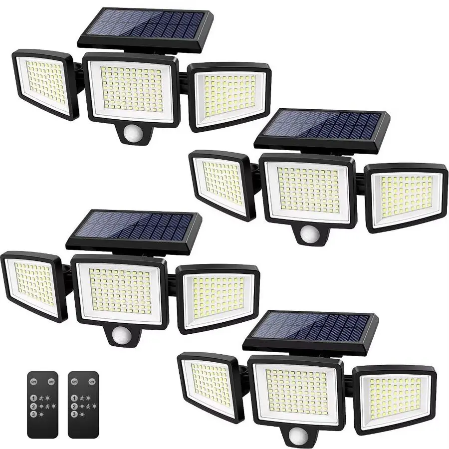 

Solar Outdoor Lights 2500LM 210 LED Security Lights with Remote Control,3 Heads Motion Sensor Lights, IP65 Waterproof,270 Wide
