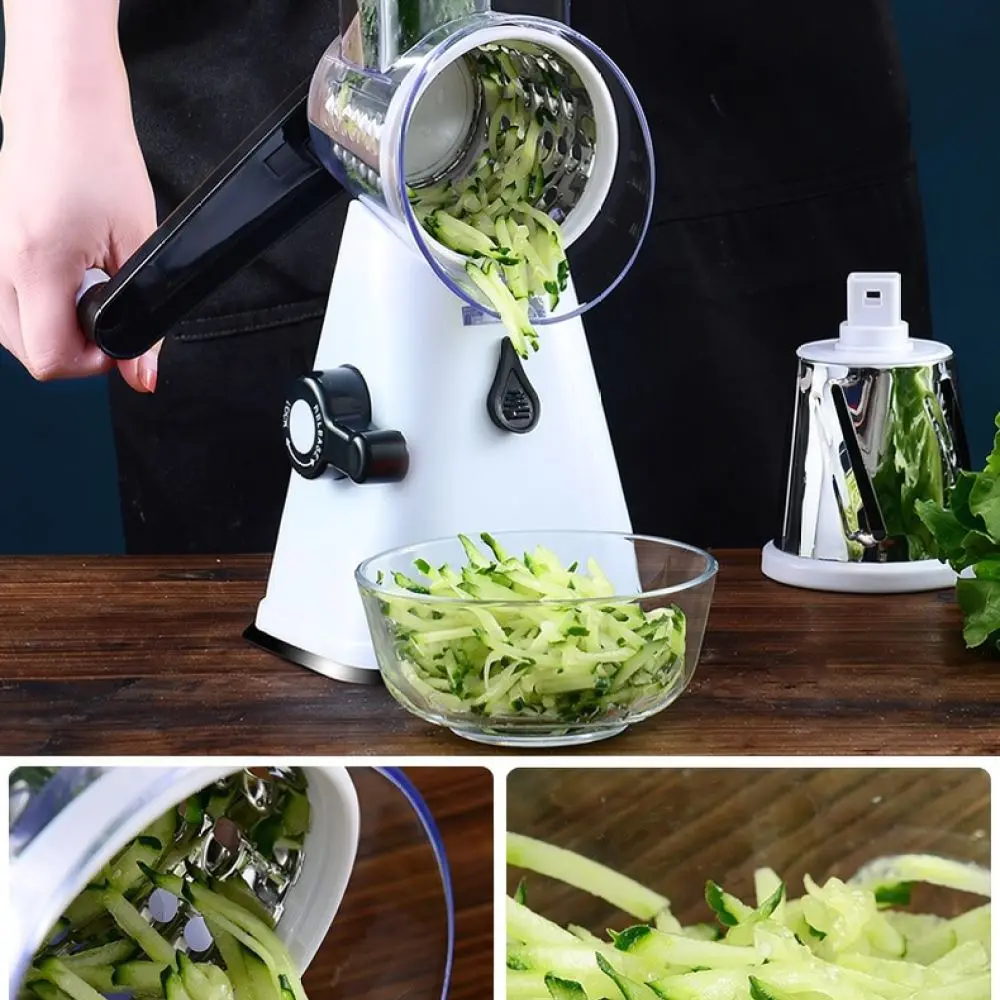 Hand Operated Rotary Vegetable Slicer Shredder Grater Kitchen Tool For Salad Making Potato Carrot Cooking Prep