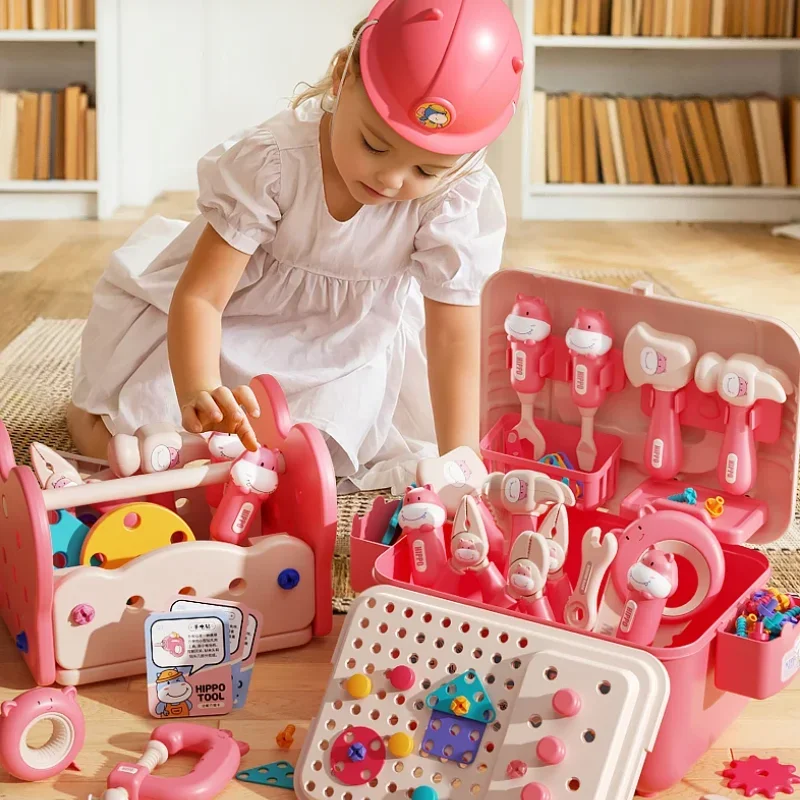 Simulation Electric Drill Screw Twisting Repair Tool Kids Removal Table Engineer Toolbox Play House Education Assembly Boys Toys