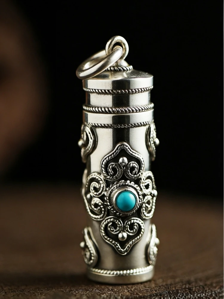 Ethnische Relief-Vajra-Stößel-Halskette für Herren – Schmuck mit Segens-Gau und buddhistischer Schrift – Anhänger für Männer – Choker-Accessoires – Detail 4
