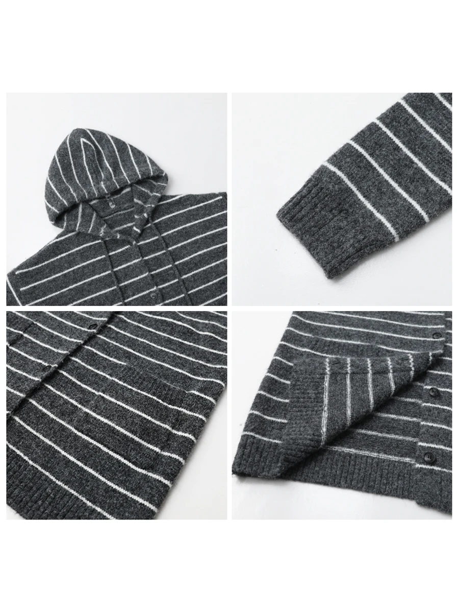 سترة نسائية كورية أنيقة من CHIC VEN سترات محبوكة فضفاضة غير رسمية مع قلنسوة برباط علوي سترة نسائية لخريف وشتاء 2025