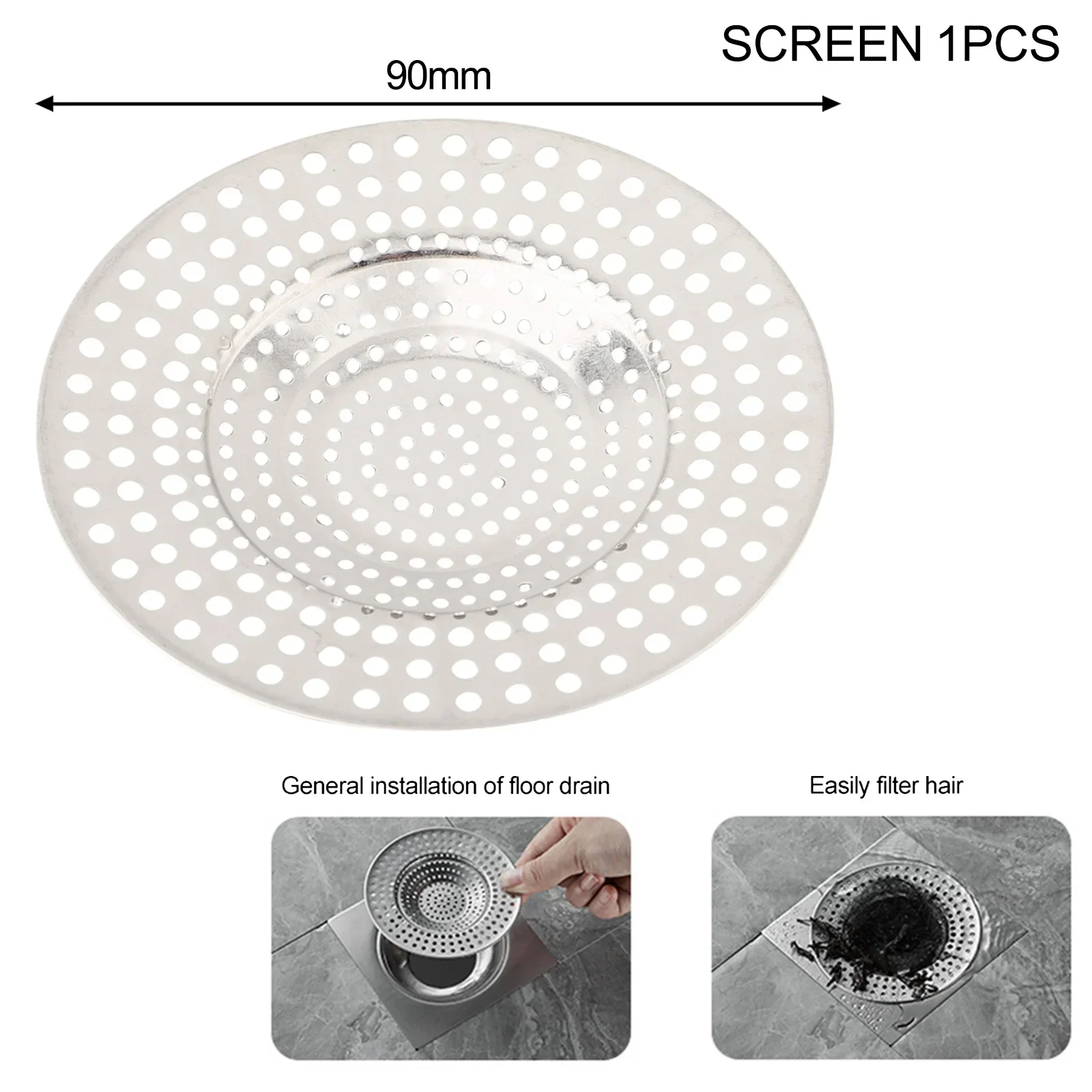 1pcs Hair Catcher Stopper Stainless Steel Shower Floor Drain Cover Filter Kitchen Sink Plug Drain Strainer Bathroom Accessories