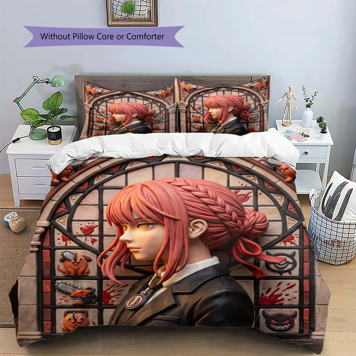 Chainsaw Man  Patterned Pillowcase & Duvet Cover Set Bedroom Bedding Decor with Anime Style Great Gift for Enthusiasts YUN6515