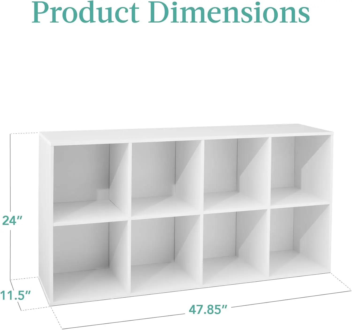 8-Cube Storage Organizer, 11in Shelf Opening, Bookcase, Display Shelf, Customizable w/ 3 Removable Back Panels – White