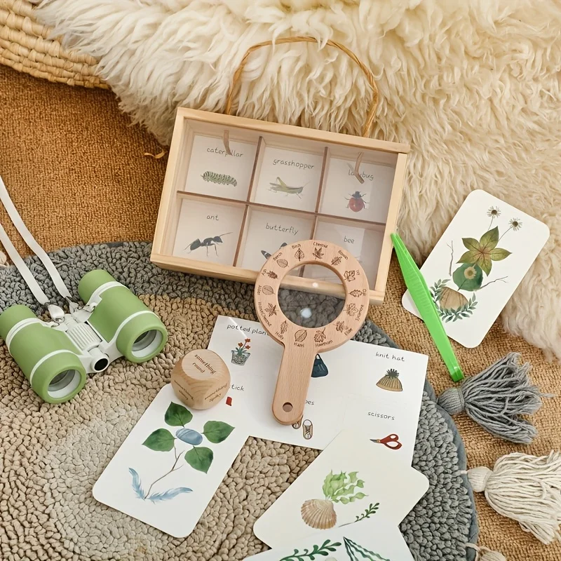 キッズアウトドアエクスプローラーキット-木製双眼鏡-宝物収納ボックス-自然-stem-学習-キャンプおもちゃ-男の子-女の子への誕生日プレゼント