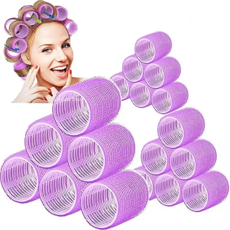 Self-Grip Hair Rollers Heatless Hair Curlers No Heat Hair Bang Volume Self-adhesive Hook & Loop DIY Styling Tool Random Color