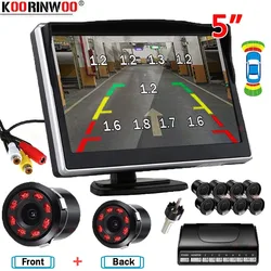 Koorinwoo Dual CPU Parking Sensors 4 Front + 4 Back Kit Camera With Monitor Reverse Bumper Camera Car Accossoies Black/White/Red