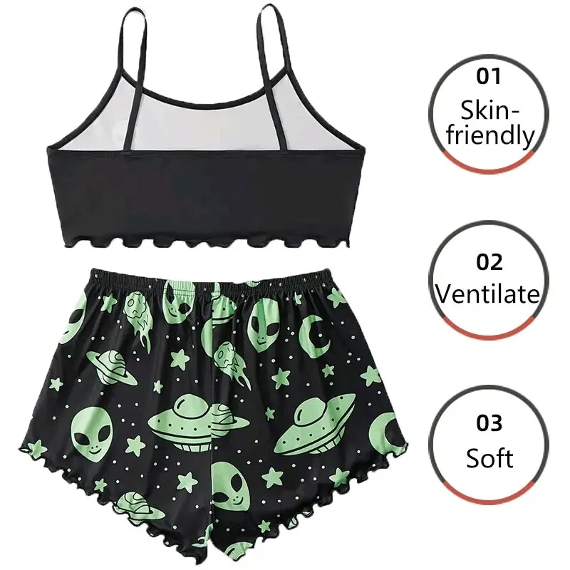 Women Pajamas Sleepwear Pajama Set Sports Camisole And Shorts Ventilate Casual