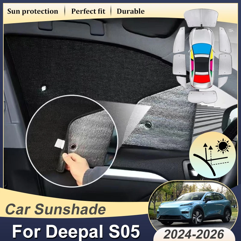 

Car Coverage Sunshade For Deepal S05 Accessories C857 2024 2025 2026 Anti-UV Resistant Window Visor Heat Blocking Car Body Kits