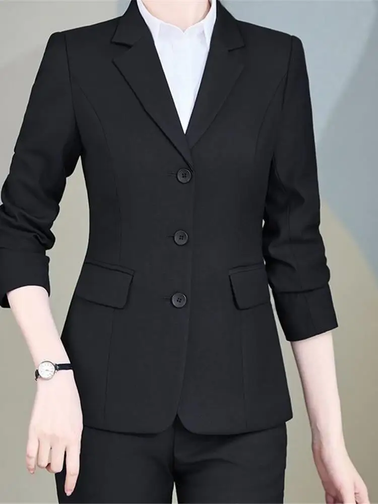Spring Autumn Small Size Women's Suit Set Jacket Professional Outfit College Student Formal Interview Workwear Elegant