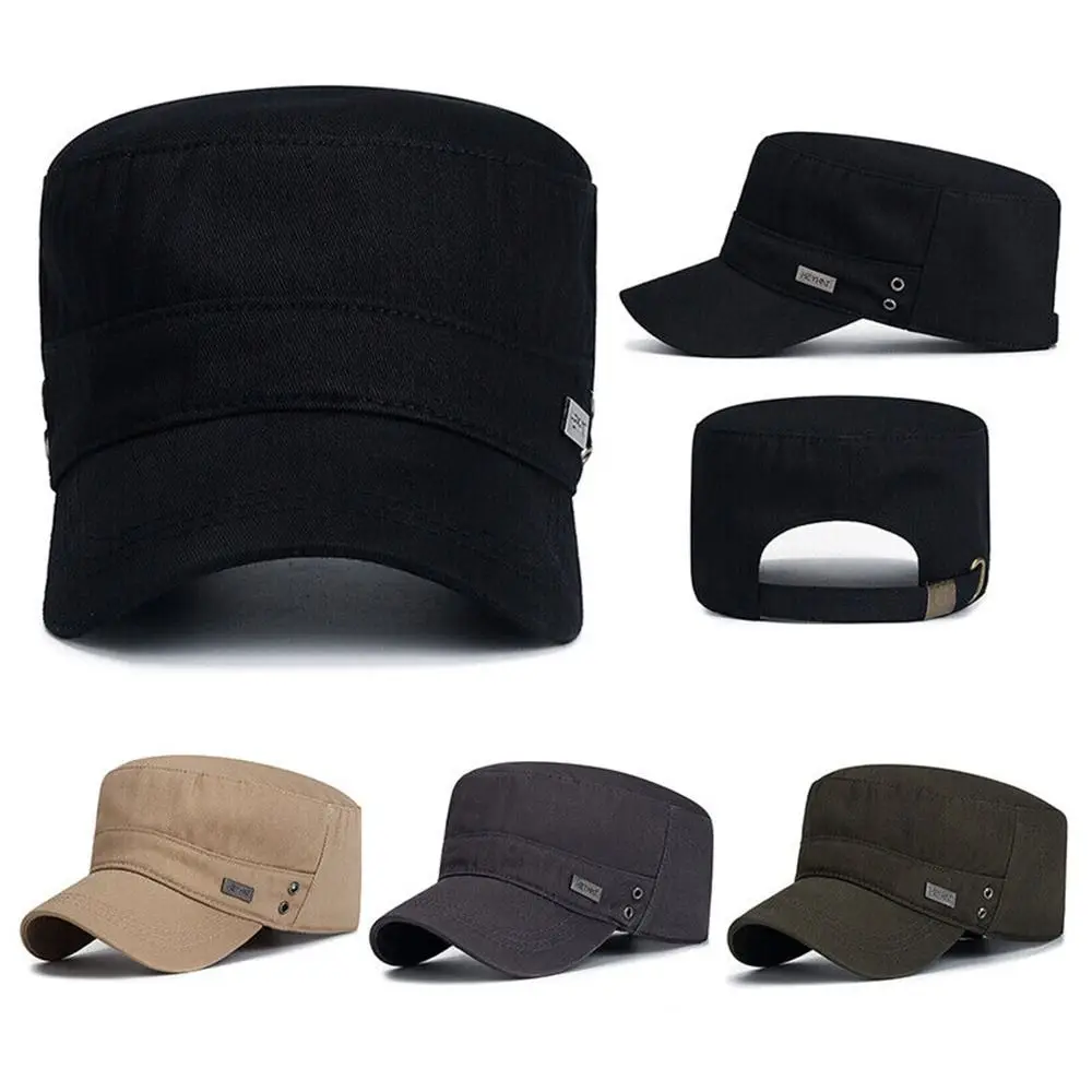 

Men Unisex Hat Baseball Cap Cotton Cadet Hat Breathable Combat Fishing Flat Adjustable Cap