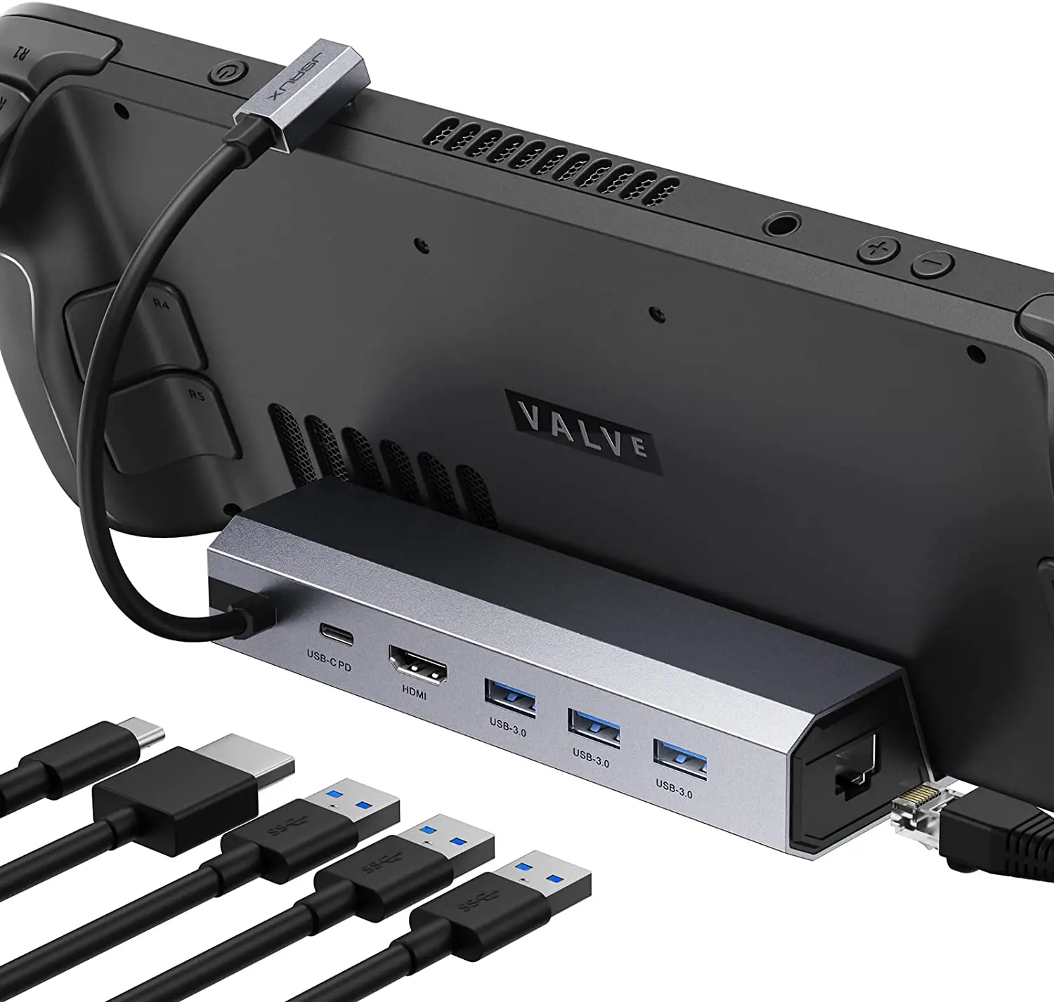 Docking Station for Steam Deck, 6-in-1 Steam Deck Dock with HDMI 2.0 4K@60Hz, 3 USB-A 3.0 for Valve Steam Deck Dock Accessories