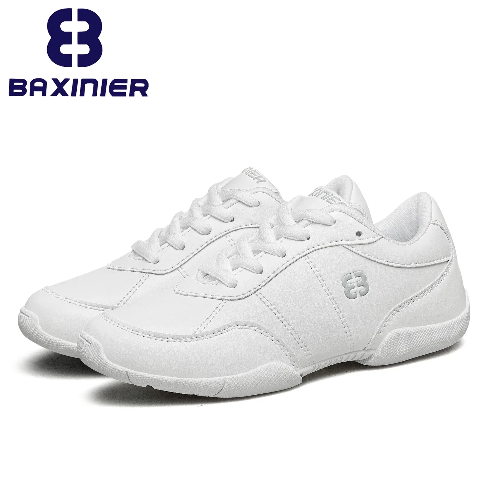 BAXINIER Girls White Cheerleading Shoes Lightweight Youth Cheer Competition Sneakers Kids Training Dance Shoes