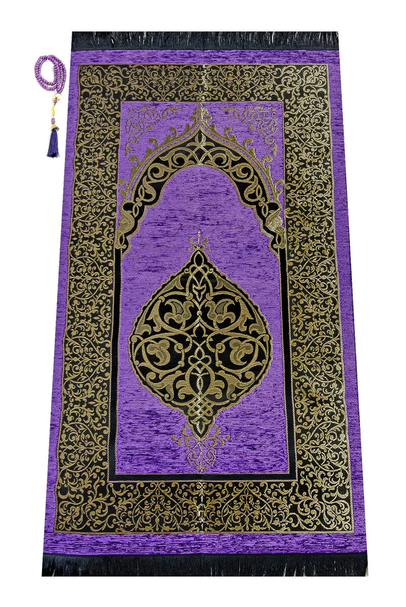 Ottoman Chenille Prayer Rug 0170 Lilac Muslim Islam Sheet Prayer Mat Holy Quraan Islamic Mats