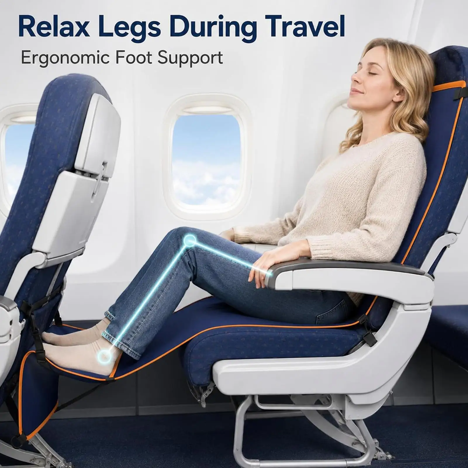 Airplane Foot Hammock Ergonomic Comfort Support Legs Sling Airplane Seat Leg Rest Foot Hammock For Men Women Adults Busy
