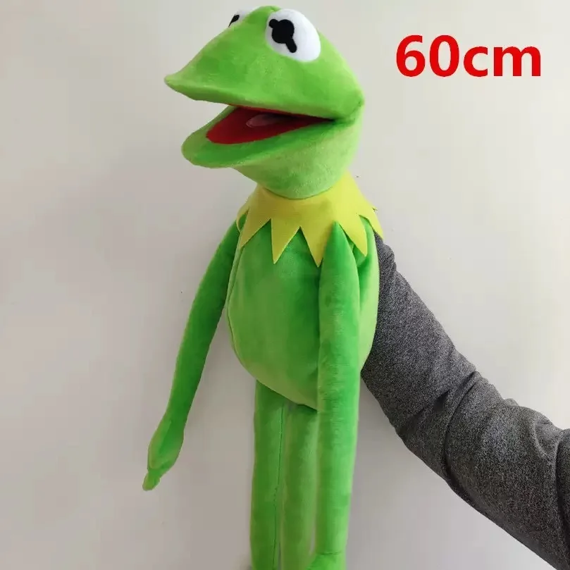 60cm Kermit Frog Plush Doll Hand Puppet Funny Green Frog Backpack Animal Plush Toy Big Doll Ventriloquist Performance Props Gift