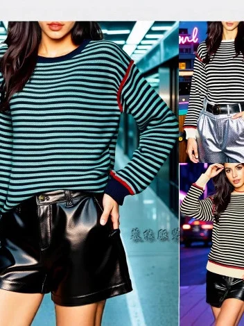 

Женский модный полосатый вязаный свитер с круглым вырезом, пуловер с длинными рукавами, тонкий, на весну, осень, зиму, цветной