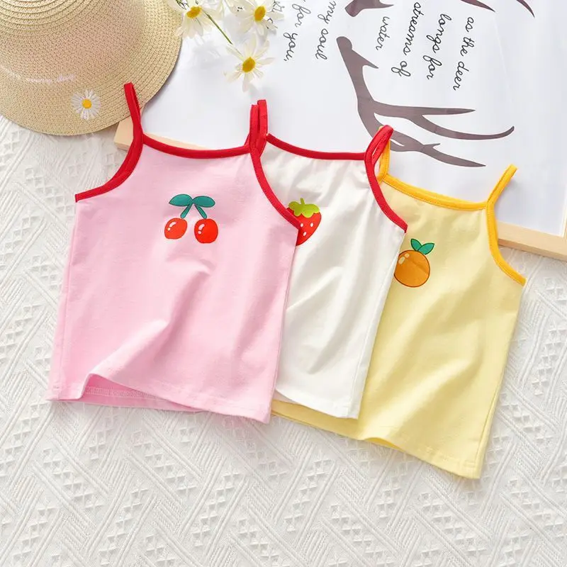 2025 Girl Cotton Singlet Tops Breathable Underwear Tank Kids Quality Undershirts Cute Tank Tops Size 1-6T