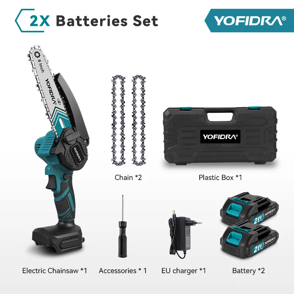 YOFIDRA 30000 U/min 6 Zoll Elektrische Kettensäge Tragbare Kettensäge Garten Holzbearbeitung Schneiden Power Tool Für Makita 21 V Batterie pin