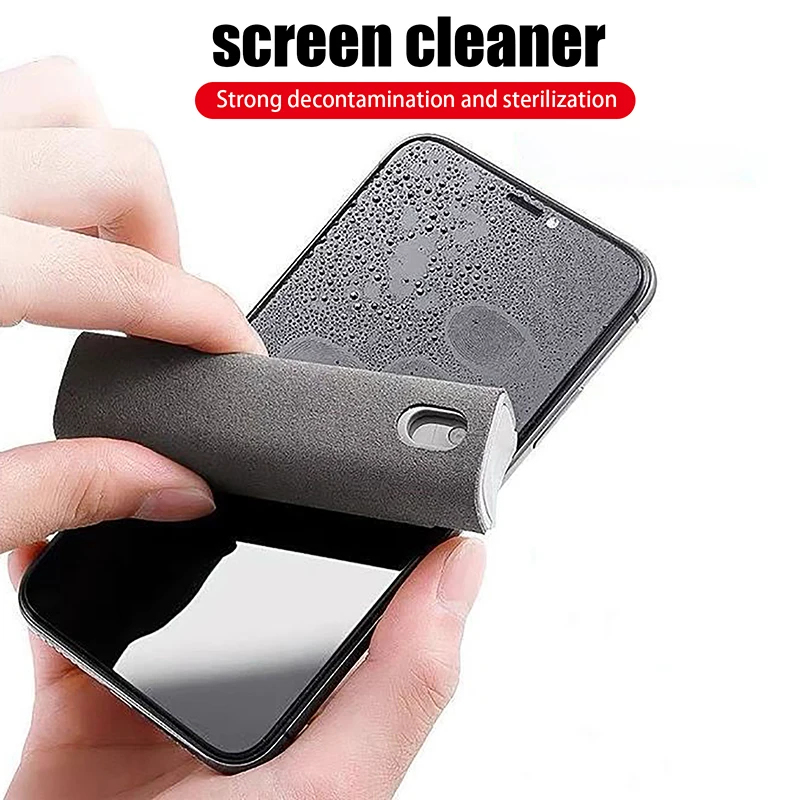 2 In 1 Microfiber Screen Cleaning Spray Bottle Set Cell Phone Computer Wipe Cleaning Portable Phone Screen Cleaning Spray Bottle